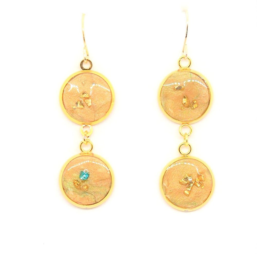Golden Green Circle Earrings